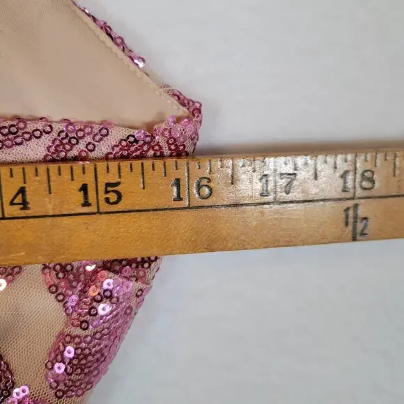 Bebe Women Sequin Open Back Sparkle Mesh Short Dress Size Medium Pink Y2k Barbie - Picture 10 of 14